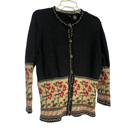 Boric Design Vintage Ornate Wool Blend Sweater M - Picture 5 of 6